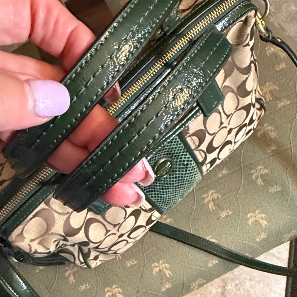 Coach Signature Canvas and Green Leather Satchel Final Sale ❌❌ - Picture 3 of 11